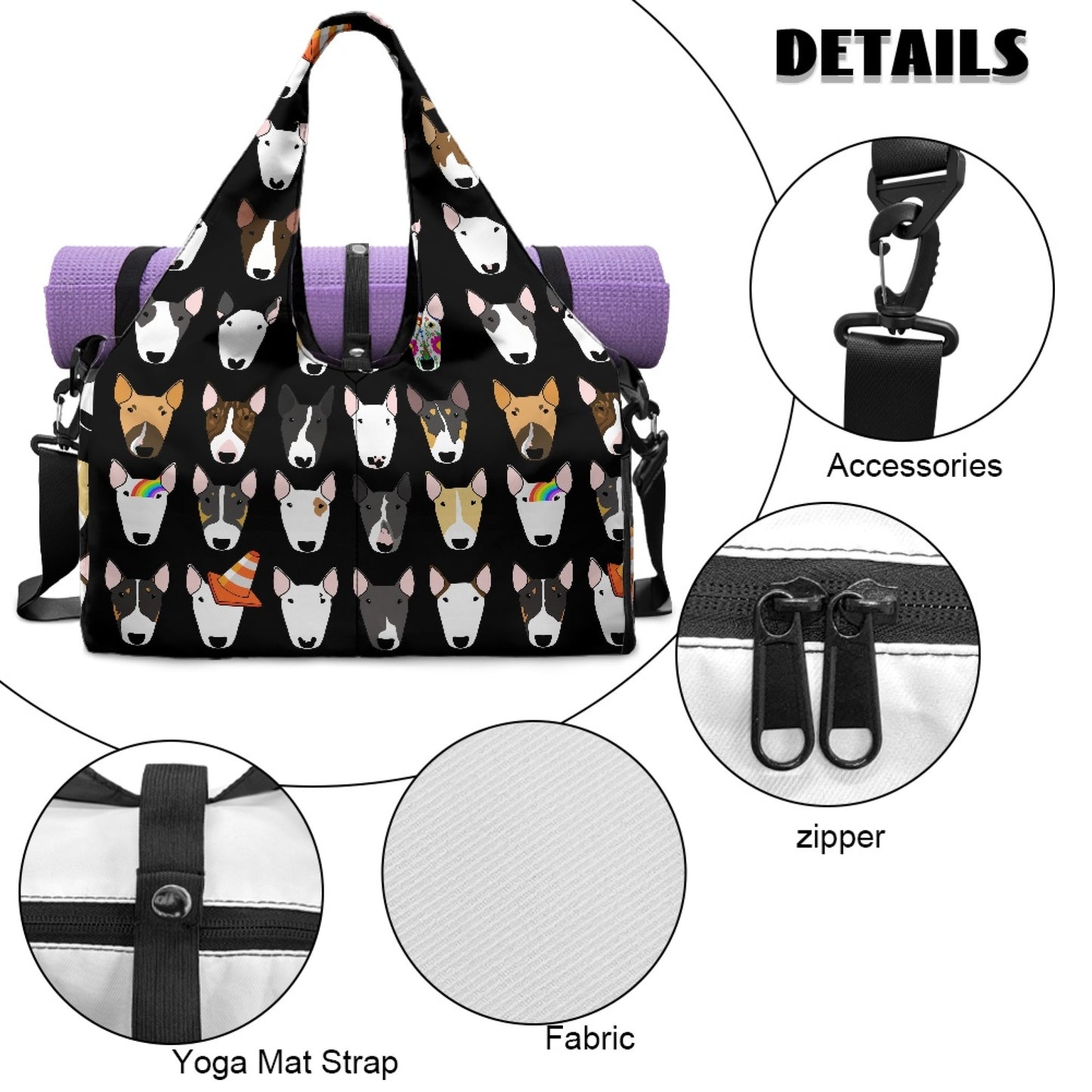 Bull Terrier Print Gym Bag