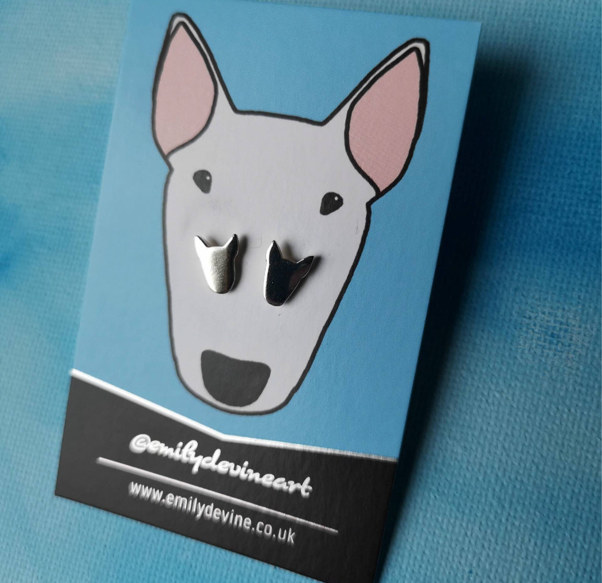 Silver Bull Terrier Earrings