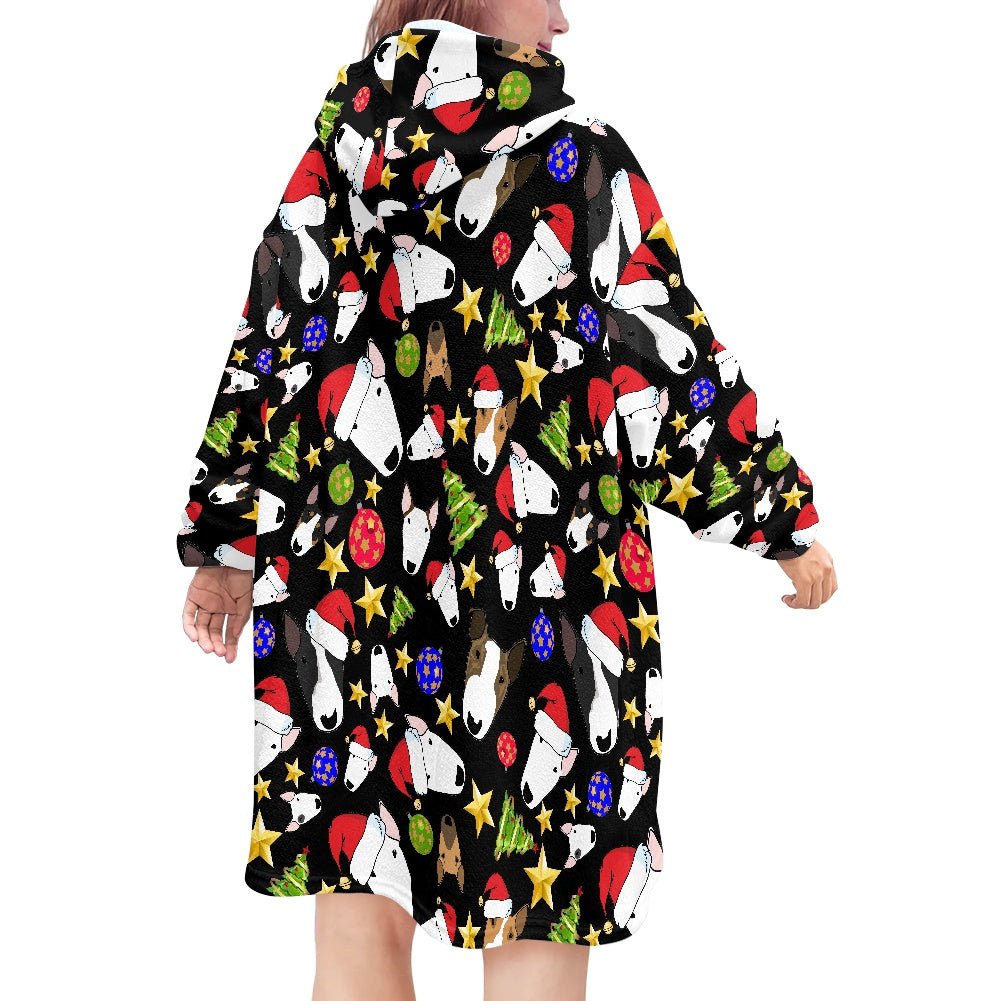 Festive Bull Terrier Print Snuggle Hoodie