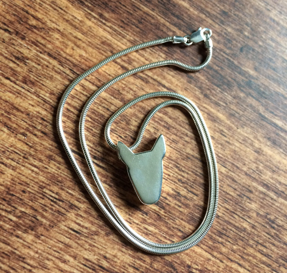 Chunky Silver Bully Pendant on snake chain necklace