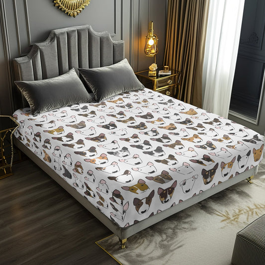 Bull Terrier Print Fitted Sheet