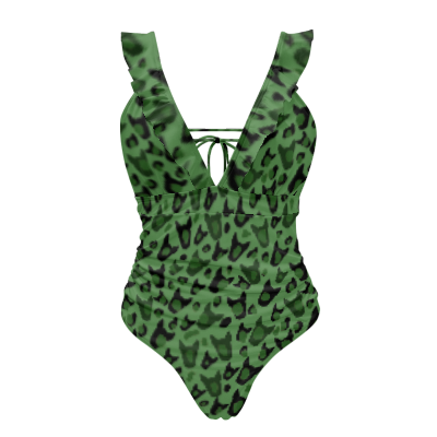 Women’s One Piece Green Bully Leopard Print Swimsuit