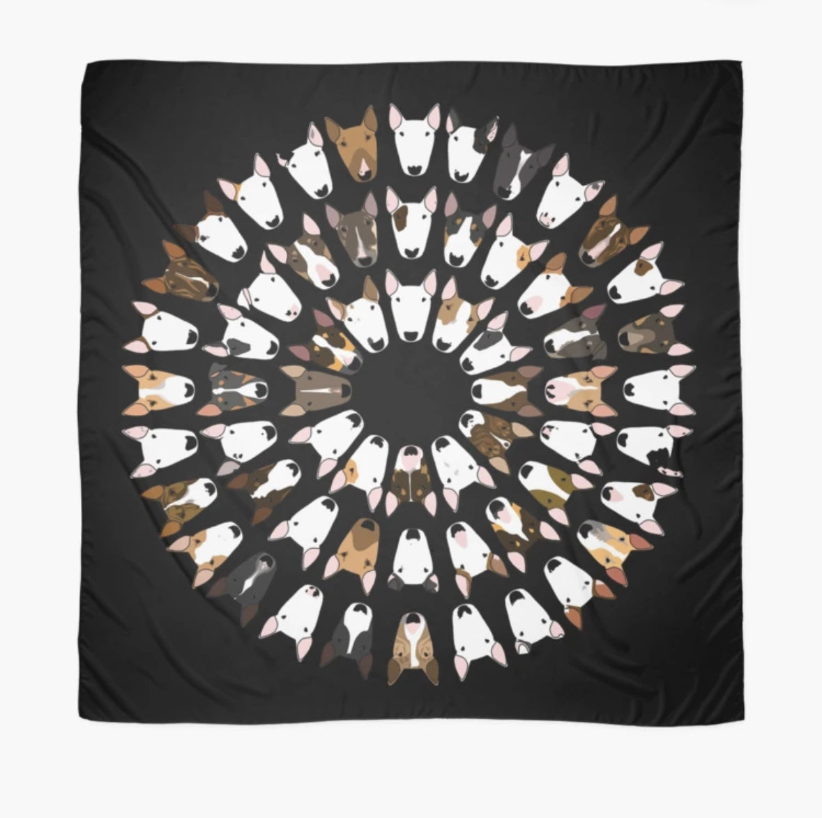 Large Chiffon Scarf with Bull Terrier Print