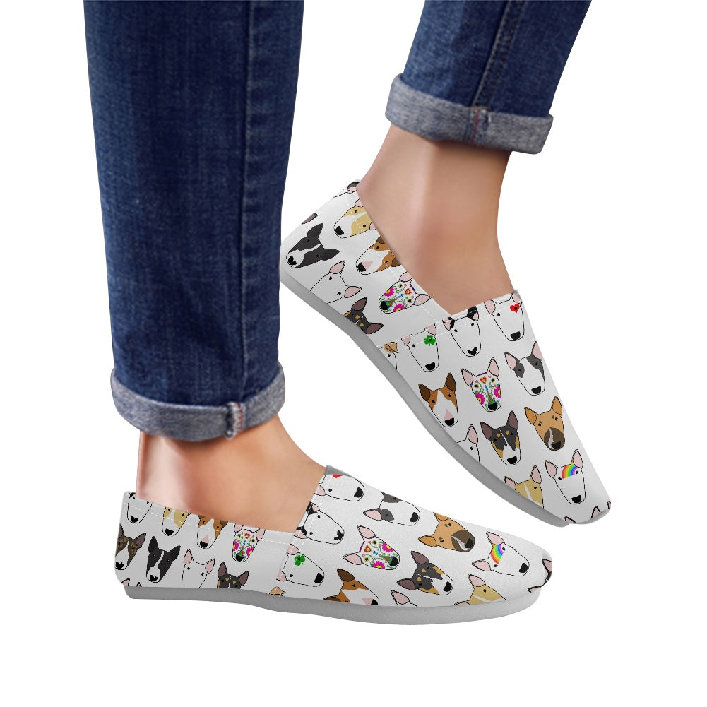 Bull Terrier Print Slip On Canvas Shoes