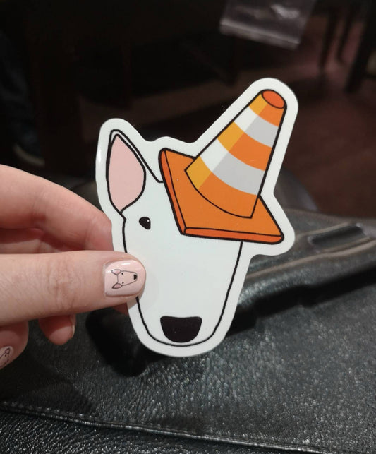 Bull Terrier Vinyl Car Sticker (Traffic Cone)
