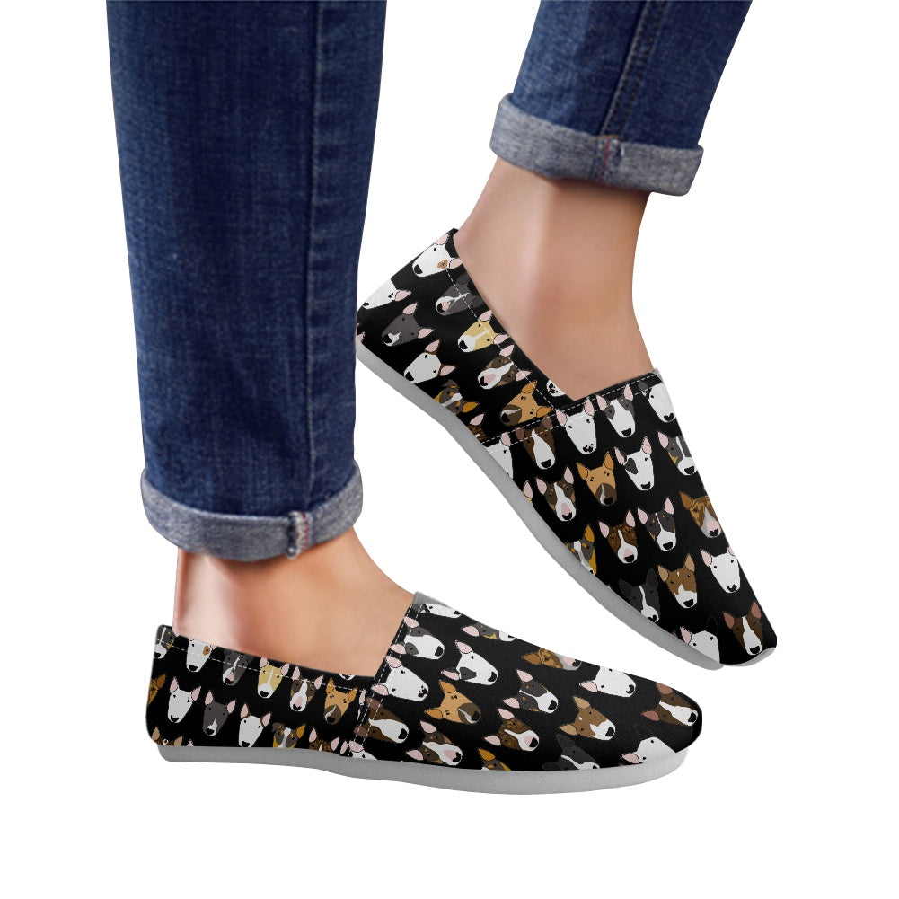 Bull Terrier Print Slip On Canvas Shoes