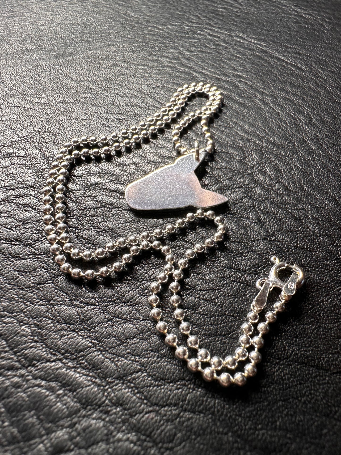 Skinny Silver Bully Pendant on ball chain necklace