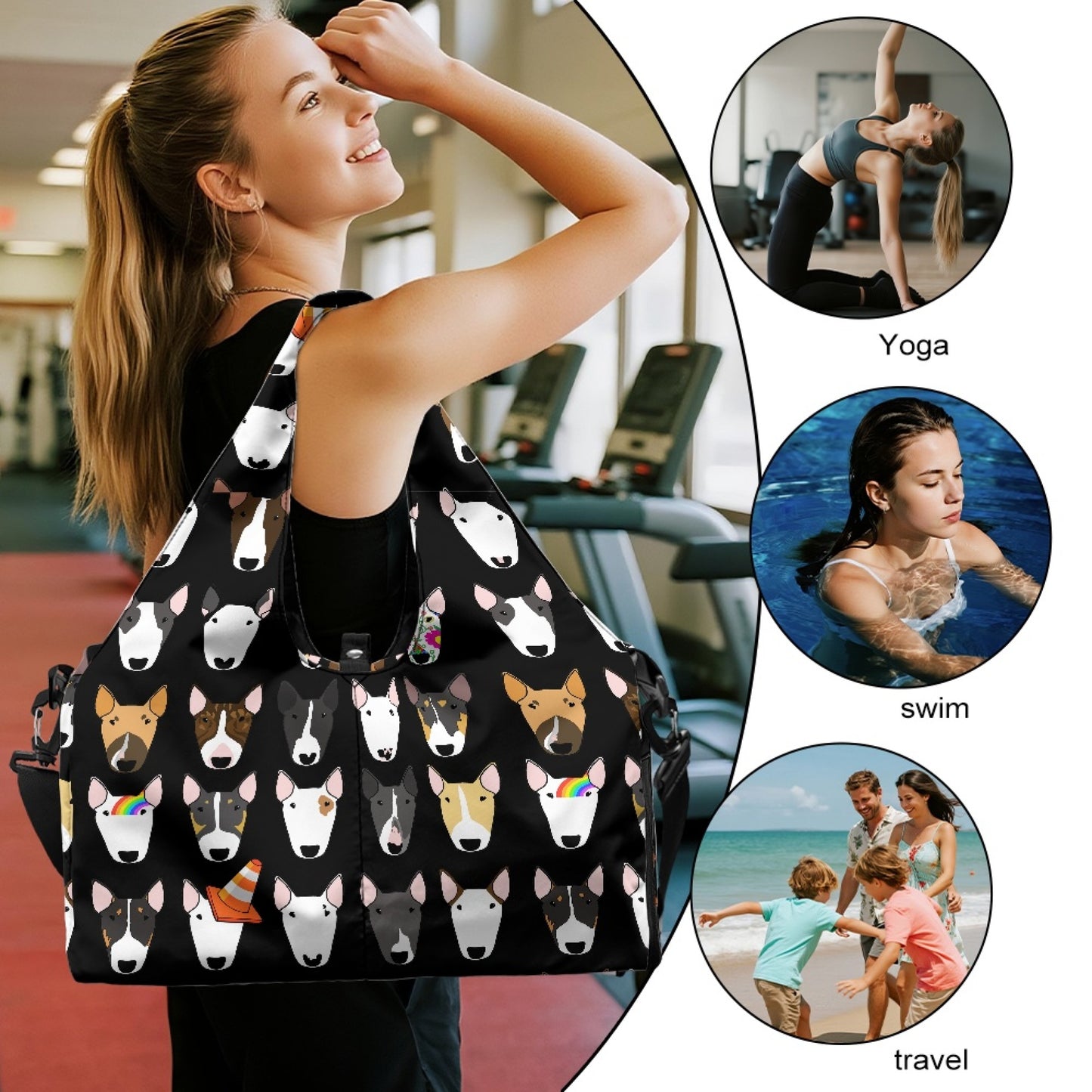 Bull Terrier Print Gym Bag