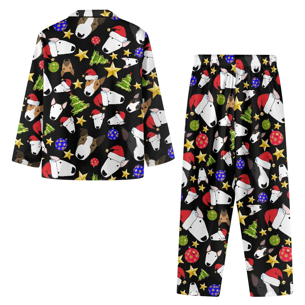 Festive Bull Terrier Print Button Pyjamas