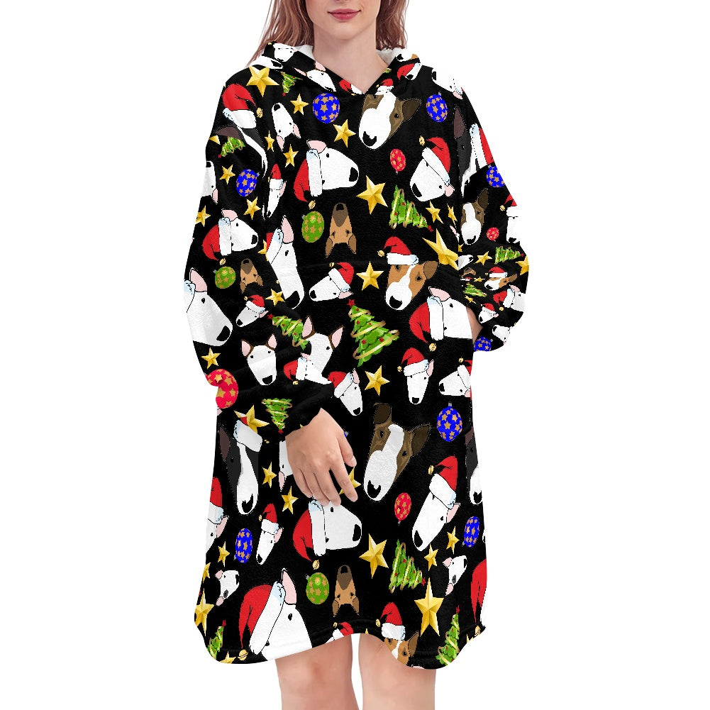 Festive Bull Terrier Print Snuggle Hoodie
