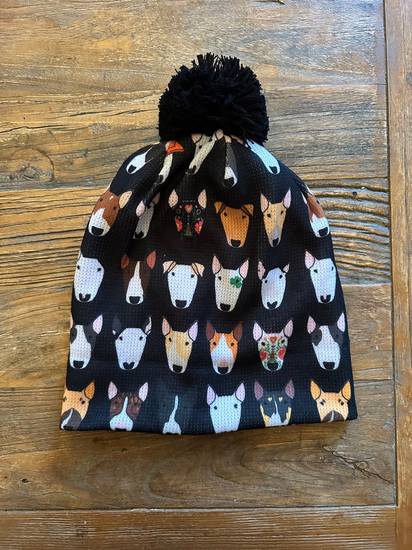 Cosy Winter Hat in a choice of bull terrier fabrics