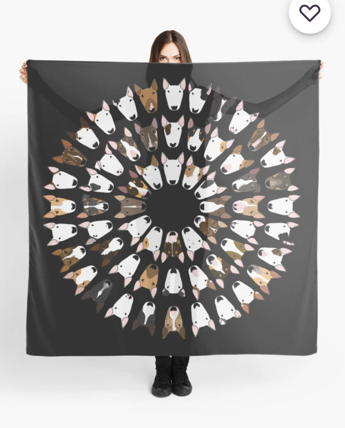 Large Chiffon Scarf with Bull Terrier Print