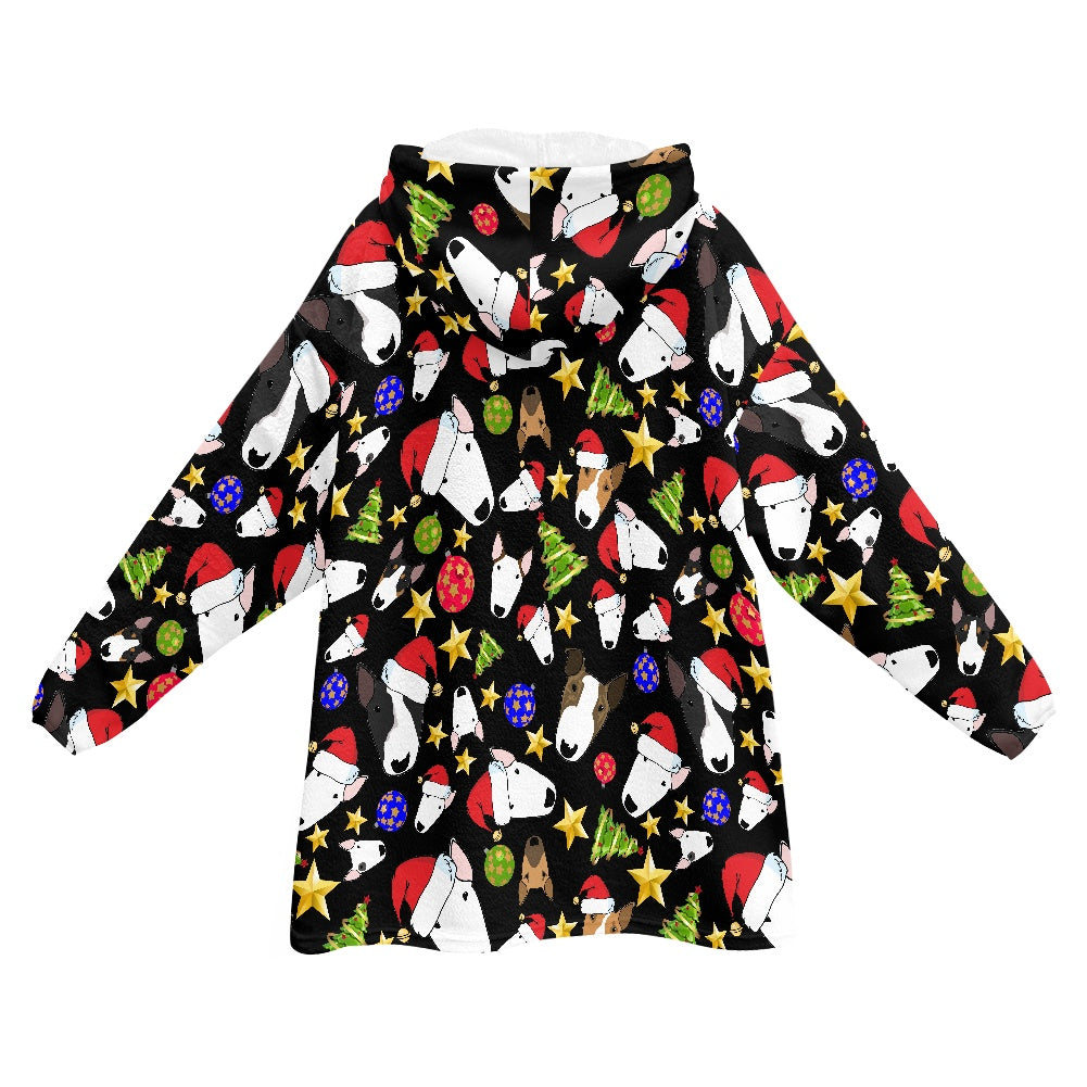 Festive Bull Terrier Print Snuggle Hoodie