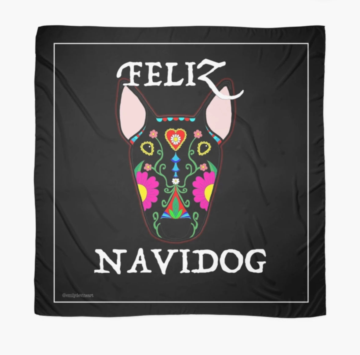 Large Chiffon Scarf with Bull Terrier Print
