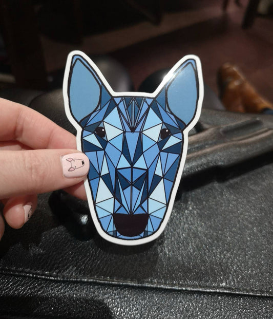Bull Terrier Vinyl Car Sticker (Blue Geo)
