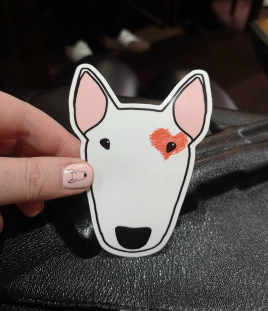 Bull Terrier Vinyl Car Sticker (Loveheart)