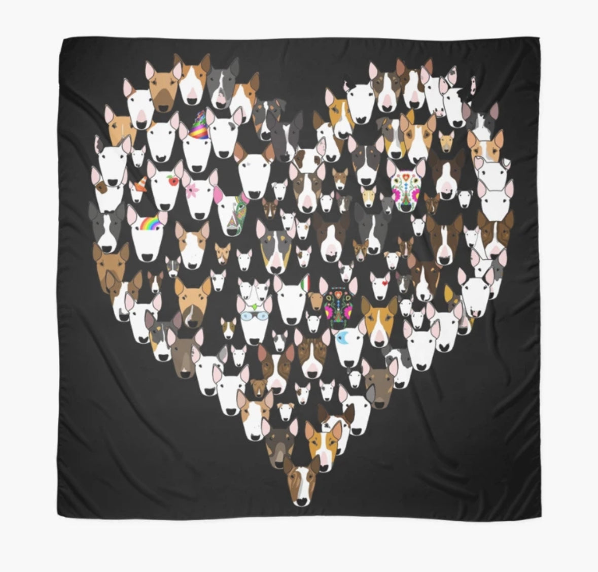 Large Chiffon Scarf with Bull Terrier Print