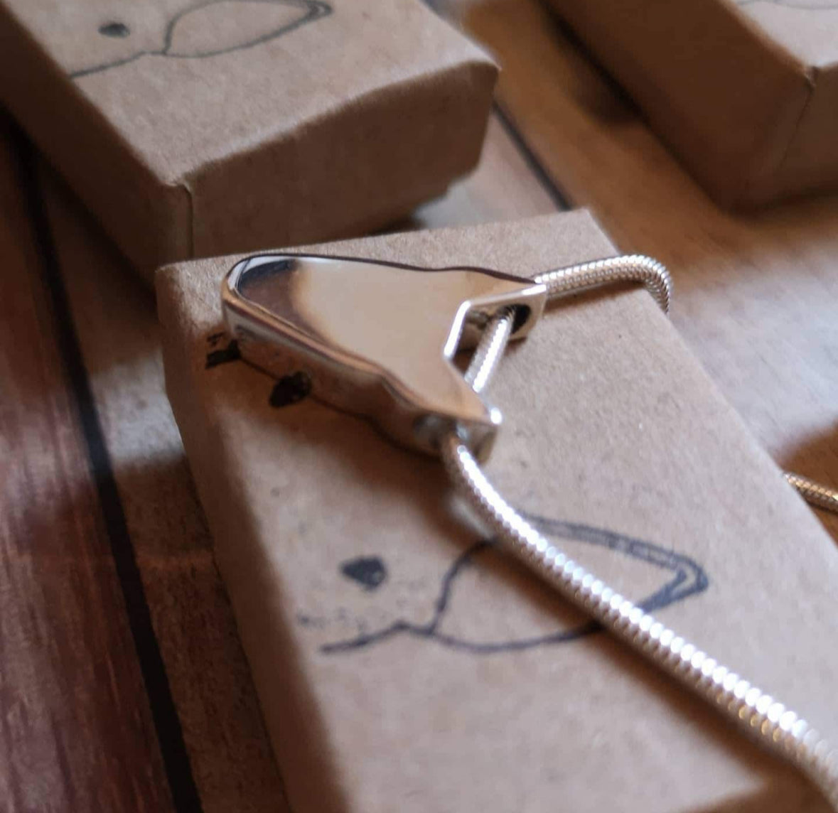 Chunky Silver Bully Pendant on snake chain necklace