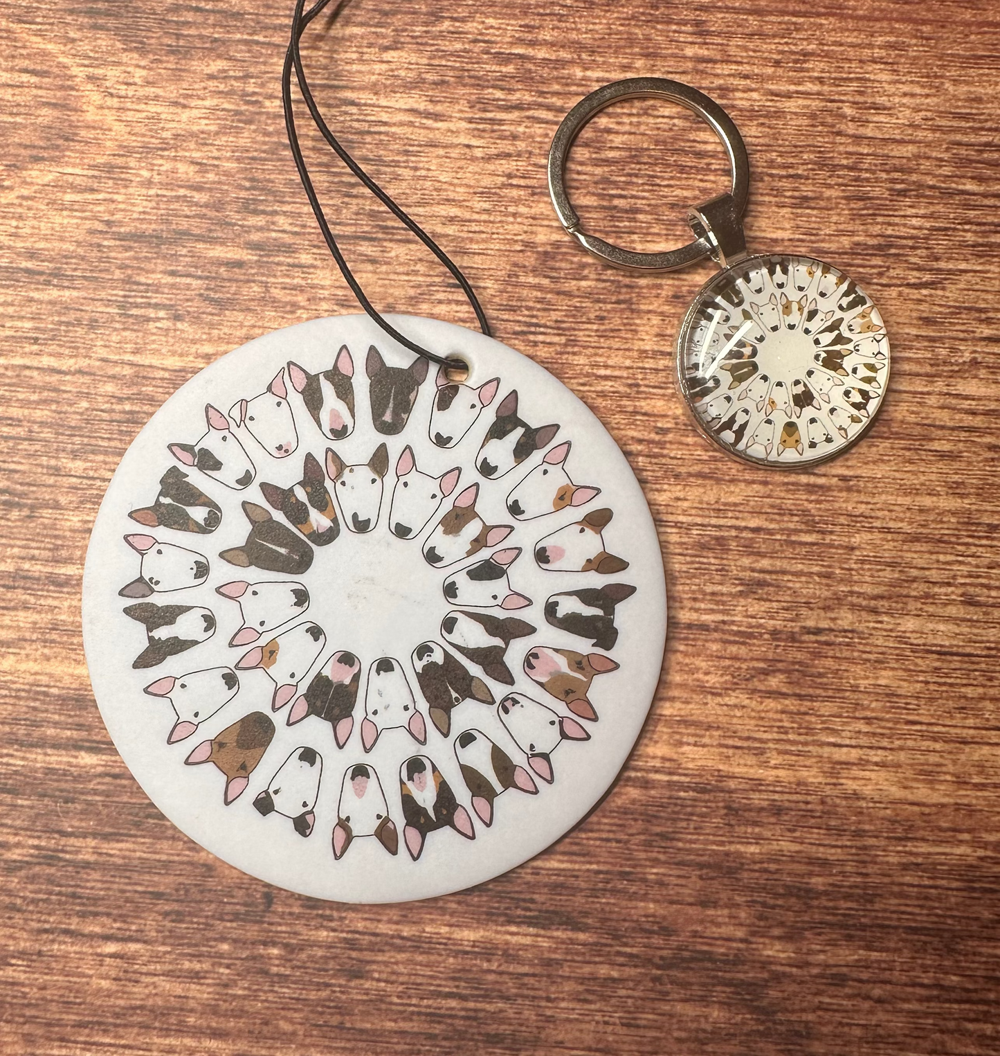 Bully Circle Car Air Freshener and Keyring Set